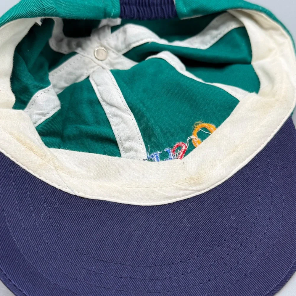 Vtg OshKosh B'gosh Kids Green Navy Blue Multi Color Logo Baseball Cap Size 4-7